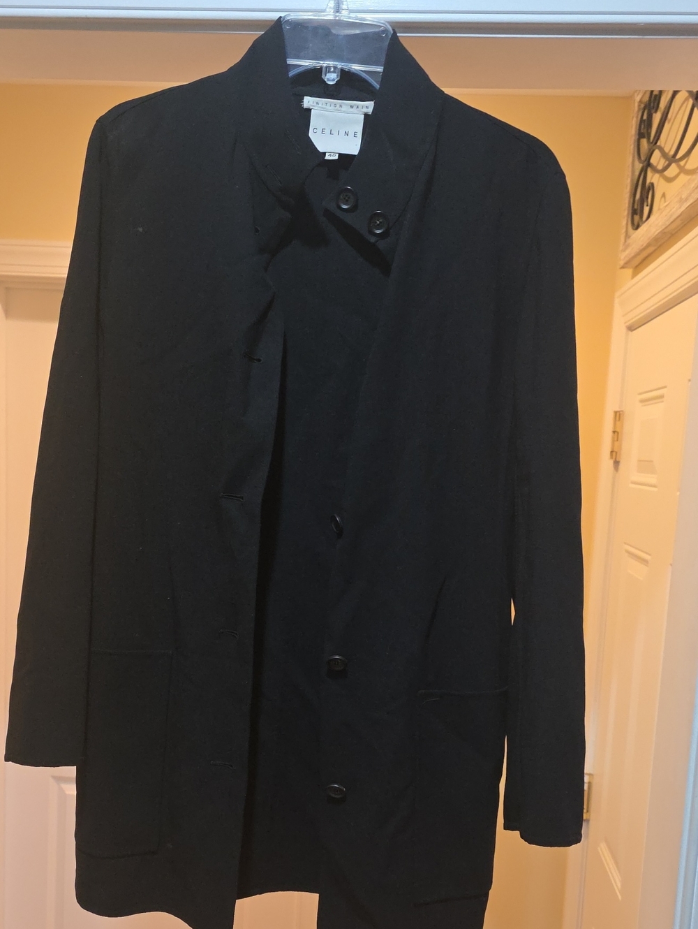 Celine Black Womens Trench Blazers with Minimalist Buttons